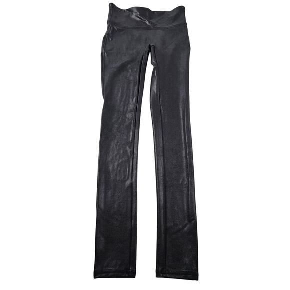Spanx shape faux leather leggings shiny black thrasher grunge XS full length EUC - Picture 1 of 9